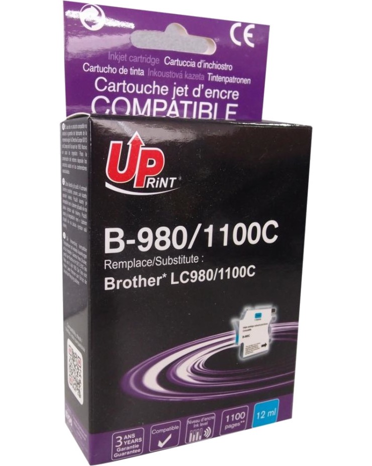 Касета с мастило за принтер UPrint B-980 Cyan Касета с мастило за принтер UPrint B-980 Cyan - 1100 страници -