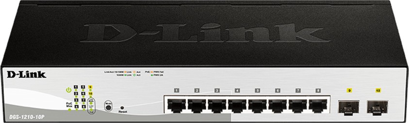 ���� D-Link DGS-1210-10P - 8 x 10/100/1000Base-T, 2 x SFP, 20 Gbps - 