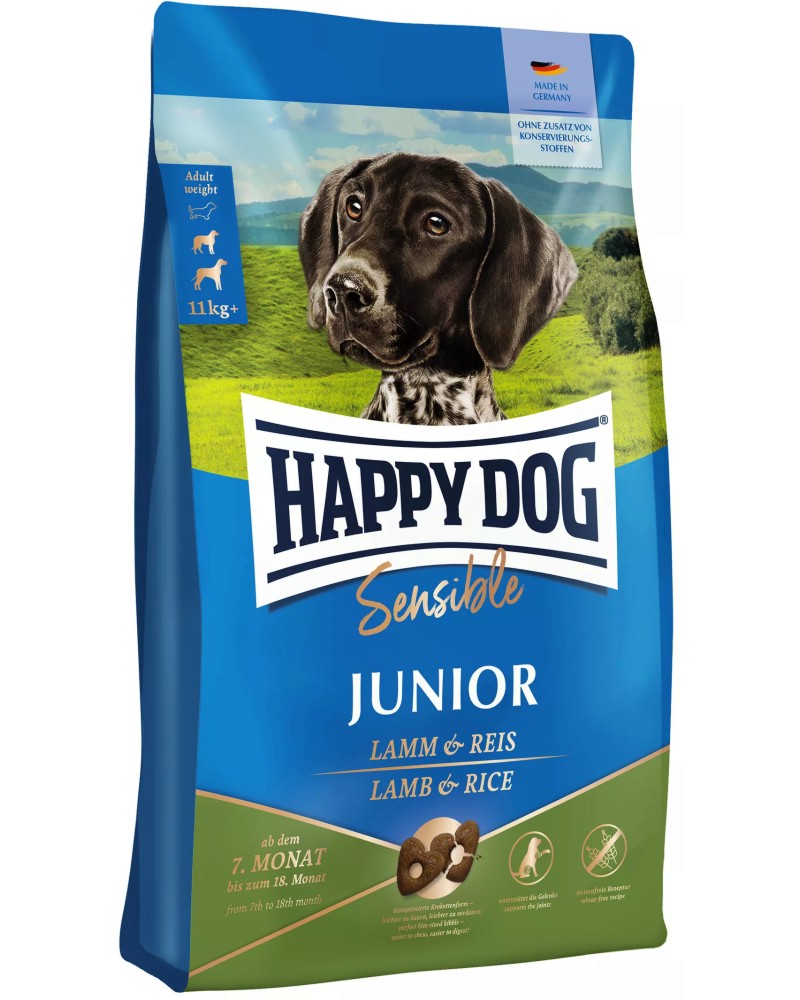 ���� ����� �� ������ � ������������ ������������ Happy Dog Sensible Junior - 1 ÷ 10 kg, � ������� � ����, �� ������� Young, �� 7 �� 18 ������, 11+ kg - �����