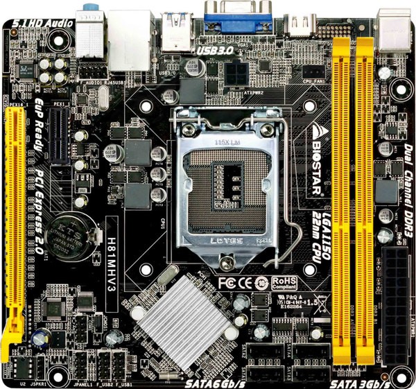 Дънна платка BIOSTAR H81MHV3 Дънна платка BIOSTAR H81MHV3 - LGA 1155, Intel H81, DDR3, Micro ATX -