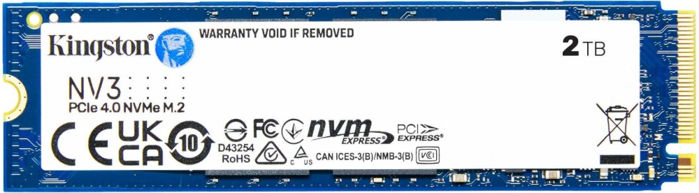 SSD памет Kingston NV3 PCIe 4.0 x4 NVMe SSD памет Kingston NV3 PCIe 4.0 x4 NVMe - 2 TB, четене 6000 MB/s, запис 5000 MB/s, 3D NAND -