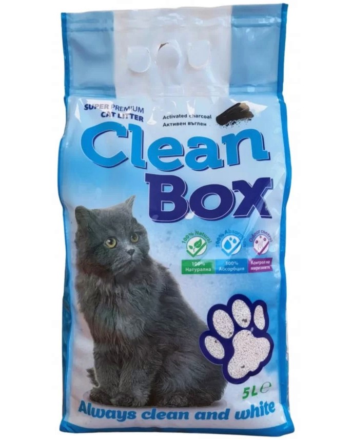 Бентонитова постелка за котешка тоалетна Clean Box Бентонитова постелка за котешка тоалетна Clean Box - 3 x 5 l, с активен въглен - продукт