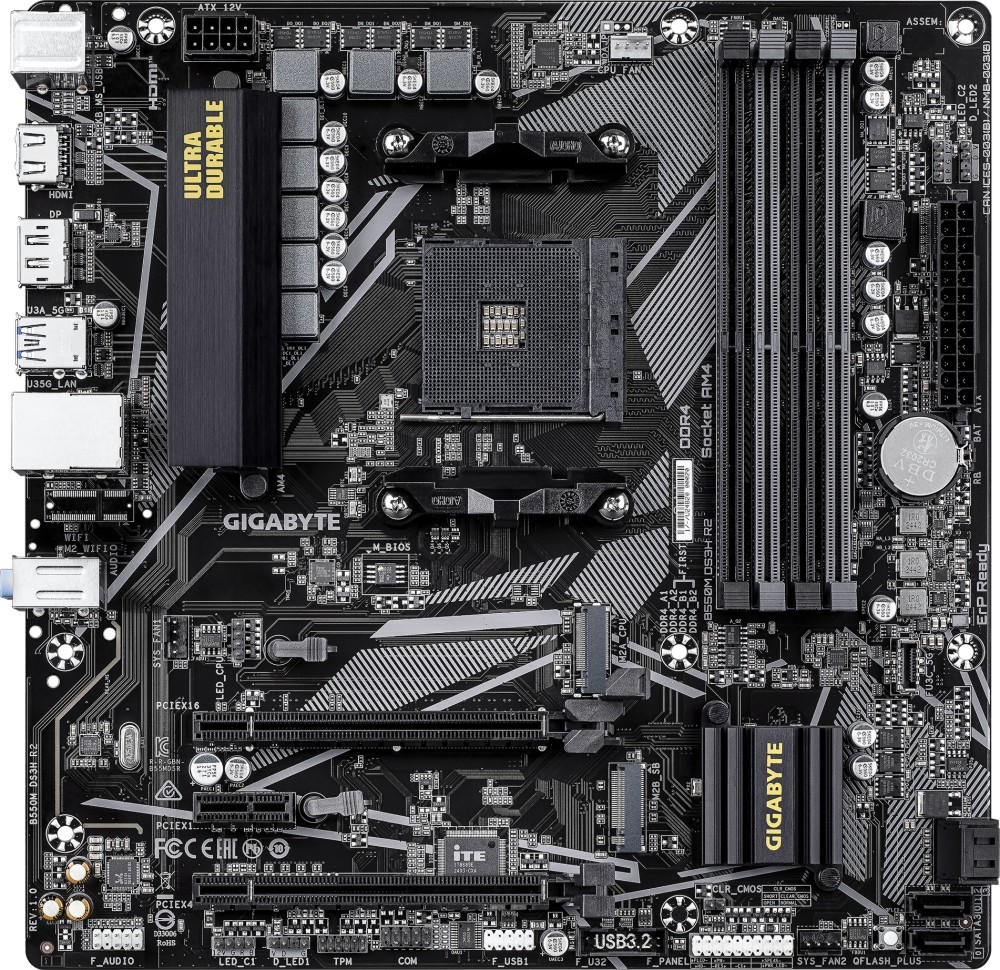 Дънна платка Gigabyte B550M DS3H R2 Дънна платка Gigabyte B550M DS3H R2 - AMD AM4, AMD B550, DDR4, Micro ATX -