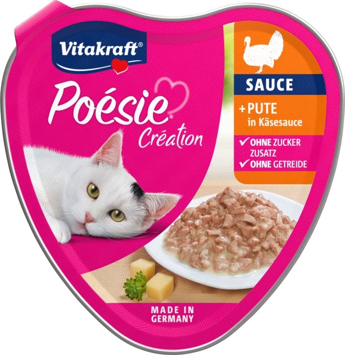 Хапки в сос за котки Vitakraft Creation Хапки в сос за котки Vitakraft Creation - 85 g, с пуешко и сирена, от серията Poesie - храна