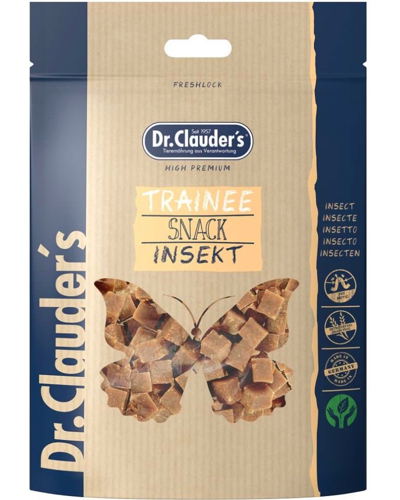 Лакомства за кучета и котки Dr.Clauder's Лакомства за кучета и котки Dr.Clauder's - 80 g, с насекоми, от серията Trainee Snack - храна