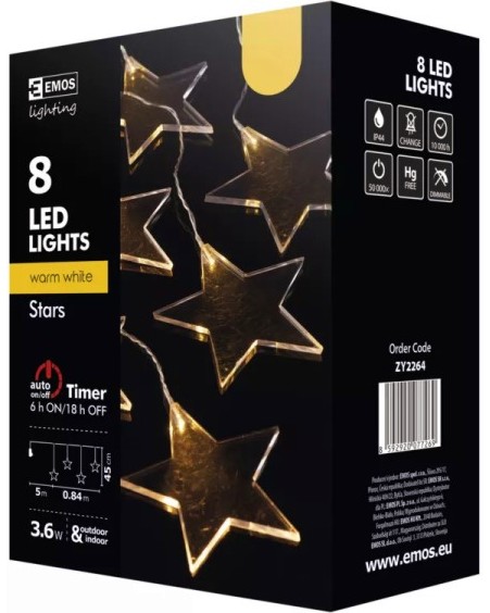 Коледни LED лампички звездички Emos ZY2264 Коледни LED лампички звездички Emos ZY2264 - 8 броя с дължина 84 cm -