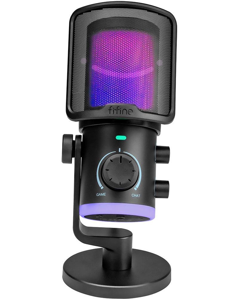 Настолен микрофон FIFINE AmpliGame AM6 RGB Настолен микрофон FIFINE AmpliGame AM6 RGB - 70 Hz - 20 KHz, USB-C -
