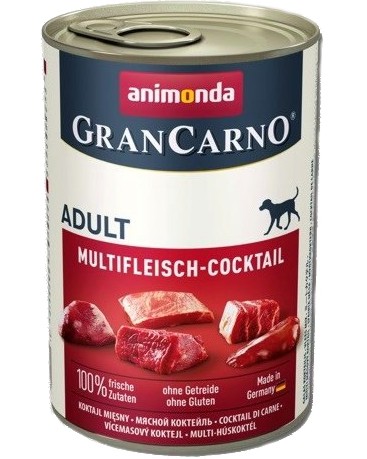 Консерва за кучета GranCarno Adult Консерва за кучета GranCarno Adult - 400 и 800 g, с говеждо, пилешко, пуешко и дивечово, от 1 до 6 години - храна