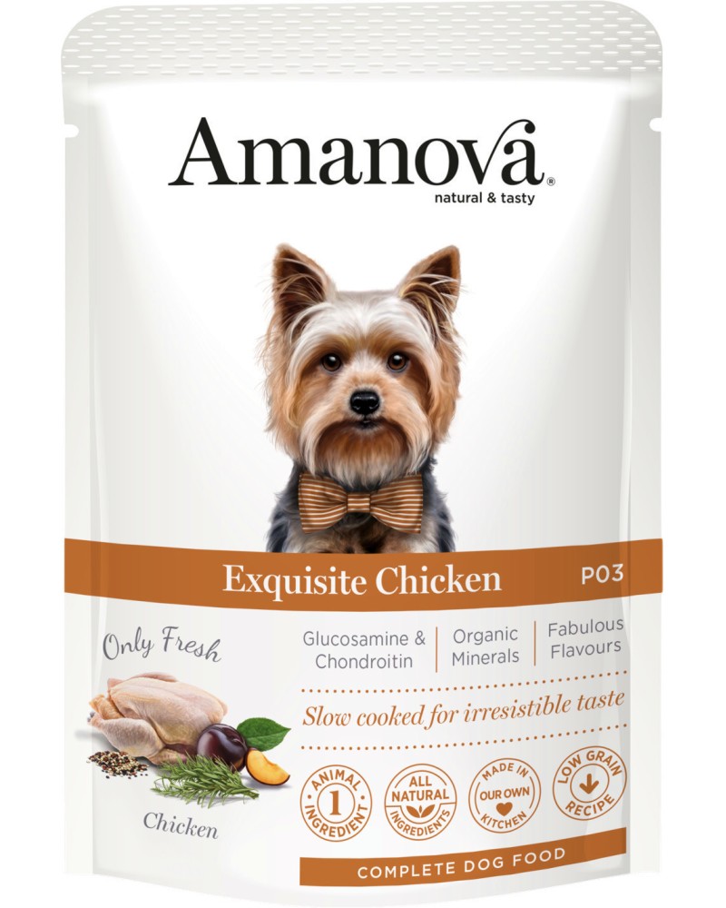 Пауч за кучета Amanova Adult Пауч за кучета Amanova Adult - 100 и 300 g, с пилешко, за всички породи, в зряла възраст - храна