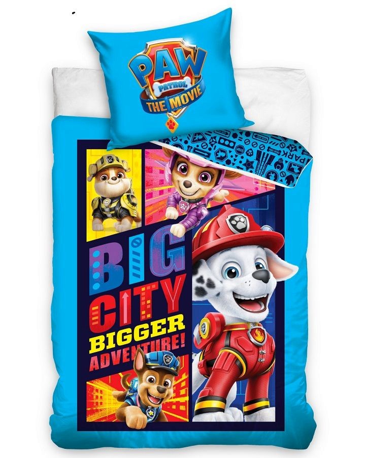 Детски двулицев спален комплект 2 части Paw Patrol The Movie Big City Детски двулицев спален комплект 2 части Paw Patrol The Movie Big City - 140 x 200 cm, на тема Пес Патрул - продукт