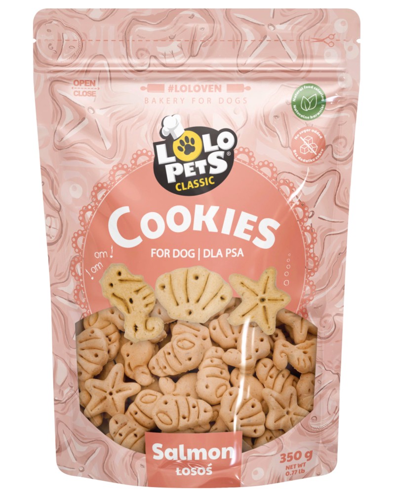 Бисквити за кучета Lolo Pets Classic Бисквити за кучета Lolo Pets Classic - 350 g, със сьомга - продукт