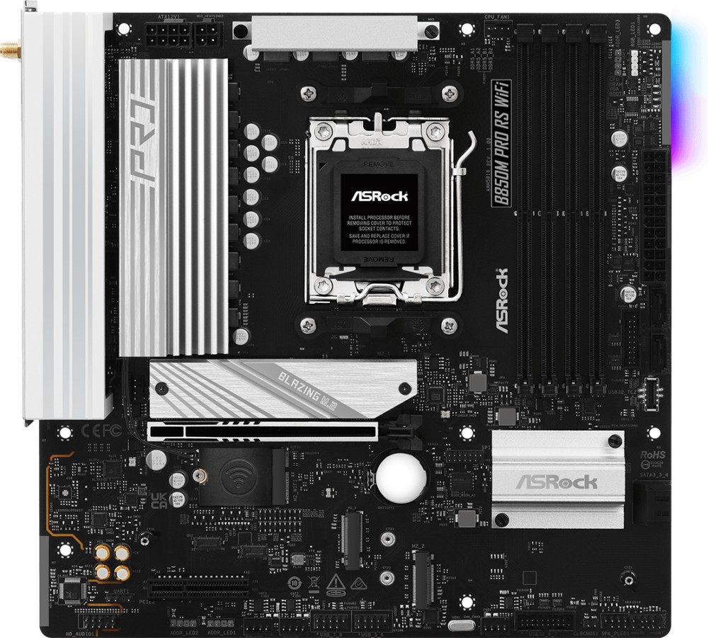 Дънна платка ASRock B850M Pro RS WIFI 6E Дънна платка ASRock B850M Pro RS WIFI 6E - AMD AM5, AMD B850, DDR5, Micro ATX -