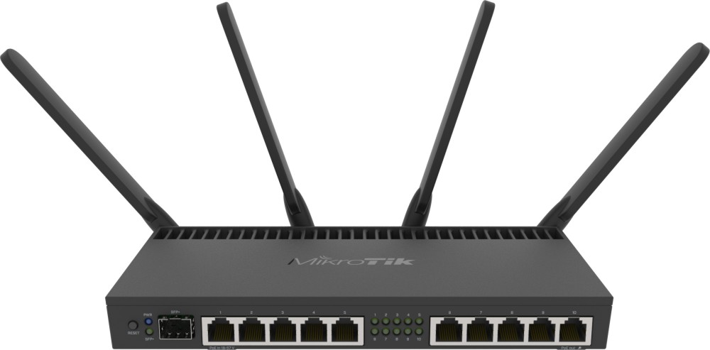 Безжичен рутер MikroTik RB4011iGS+5HacQ2HnD-IN Безжичен рутер MikroTik RB4011iGS+5HacQ2HnD-IN - 2.4 GHz (300 Mbps), 5 GHz (1733 Mbps) -