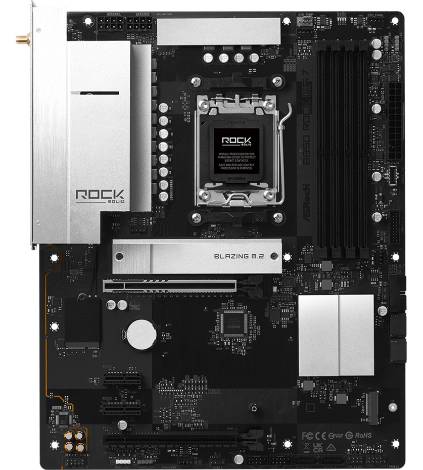 Дънна платка ASRock B850 Rock WIFI7 Дънна платка ASRock B850 Rock WIFI7 - AMD AM5,AMD B850, DDR5, ATX -