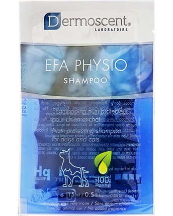Подхранващ и защитаващ шампоан за кучета и котки Dermoscent EFA Physio Подхранващ и защитаващ шампоан за кучета и котки Dermoscent EFA Physio - 5 x 15 ml - шампоан