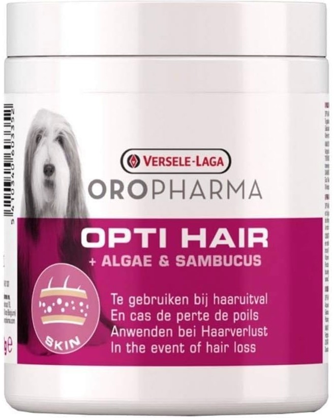 Хранителна добавка за кучета за лъскава козина и здрава кожа VERSELE LAGA Opti Hair Хранителна добавка за кучета за лъскава козина и здрава кожа VERSELE LAGA Opti Hair - 130 g, с черен бъз и водорасли - продукт