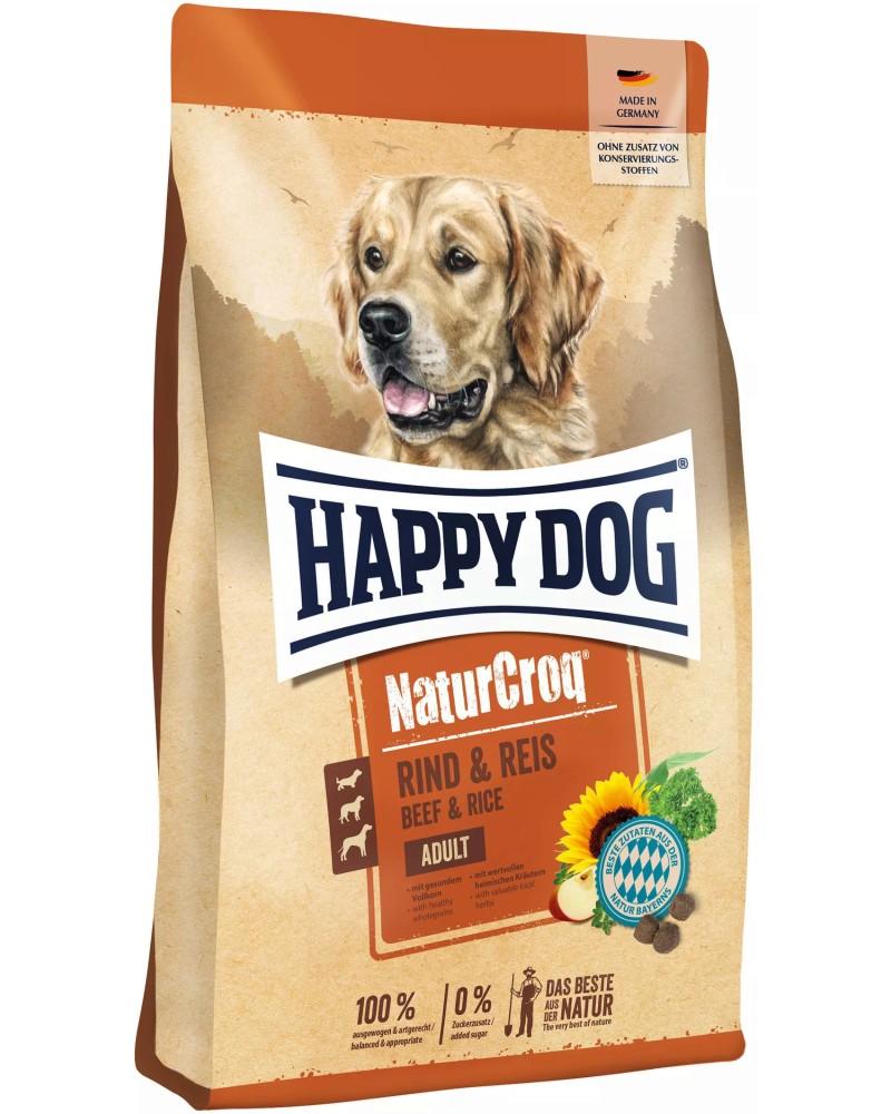���� ����� �� ������ Happy Dog Adult - 1 ÷ 15 kg, � ������� � ����, �� ������� NaturCroq, � ����� ������� - �����