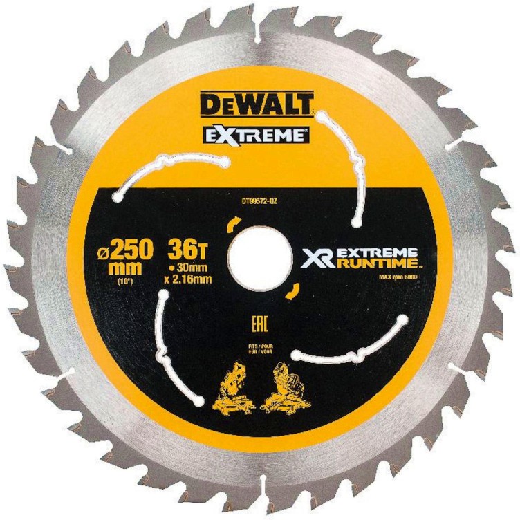     DeWalt - ∅ 250 / 30 / 2.16 mm  36  60    Extreme - 