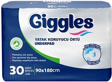 Еднократни абсорбиращи чаршафи Giggles Еднократни абсорбиращи чаршафи Giggles - 30 броя, 90 x 180 cm - продукт