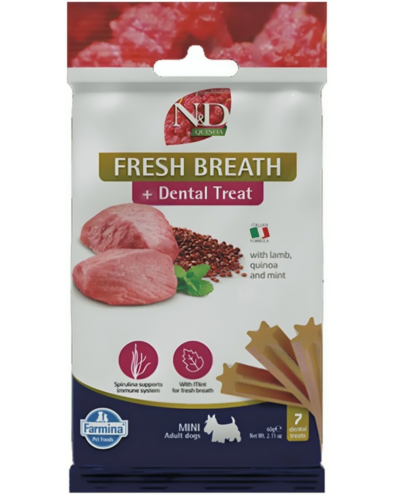        N&D Adult Mini Fresh Breath Dental Treat - 60 g,  ,   ,   Quinoa,   ,  4  - 