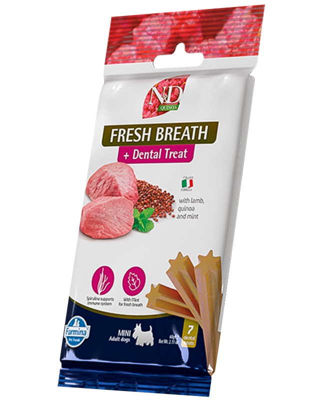 �������� ��������� �� ���� ��� �� ������ N&D Adult Mini Fresh Breath Dental Treat - 60 g, � �������, ����� � �����, �� ������� Quinoa, �� ������ ������, ��� 4 ������ - �����