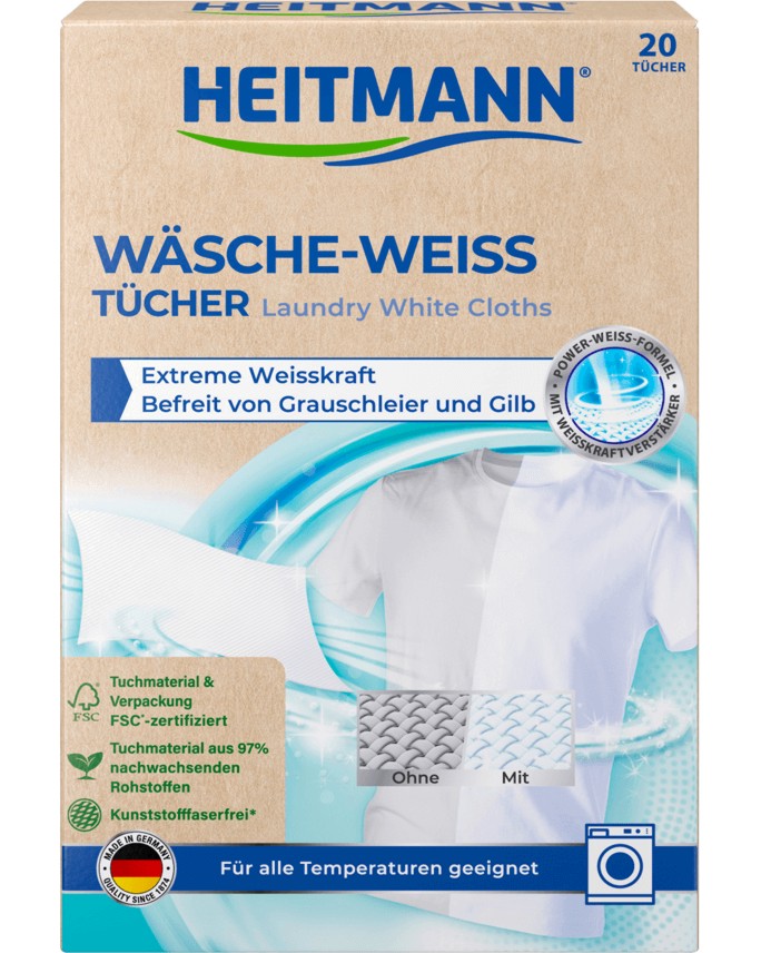Кърпички за бяло пране Heitmann Кърпички за бяло пране Heitmann - 20 броя - продукт