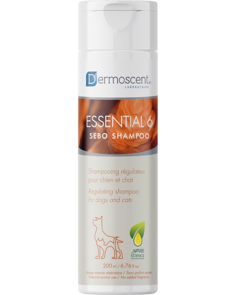 Шампоан за регулиране на мастната секреция за кучета и котки Dermoscent Essential 6 Sebo Шампоан за регулиране на мастната секреция за кучета и котки Dermoscent Essential 6 Sebo - 200 ml - шампоан