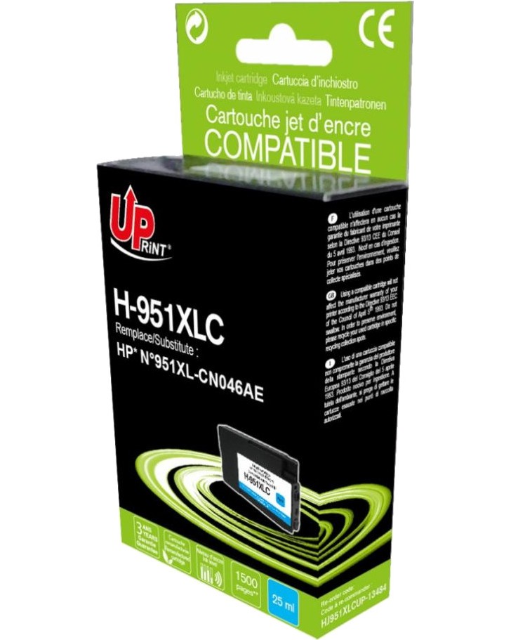 Касета с мастило за принтер UPrint H-951XL Cyan Касета с мастило за принтер UPrint H-951XL Cyan - 1500 страници -