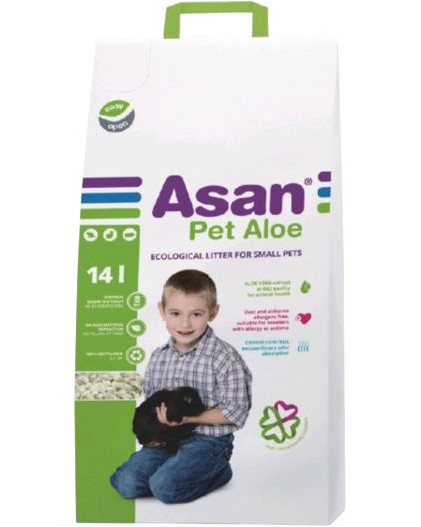 Еко постелка за тоалетна за гризачи Asan Еко постелка за тоалетна за гризачи Asan - 14 l, с алое вера - продукт