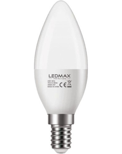 LED крушка LEDMAX C37 Е14 7 W 3000K LED крушка LEDMAX C37 Е14 7 W 3000K - 80 lm -