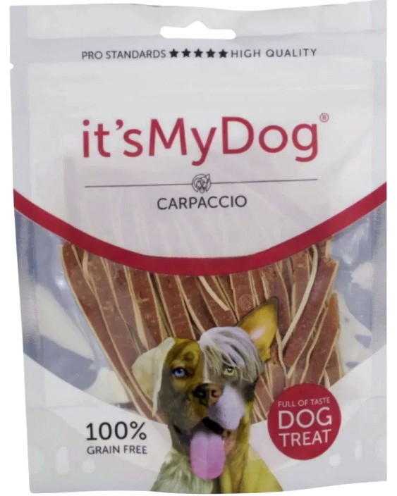 Лакомства за кучета its My Dog Carpaccio Лакомства за кучета its My Dog Carpaccio - 85 g, с пилешко и риба - храна