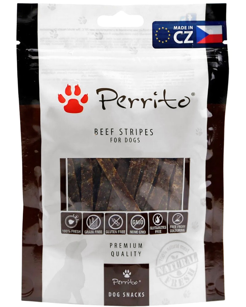 Лакомства за кучета Perrito Stripes Лакомства за кучета Perrito Stripes - 100 g, с говеждо - храна
