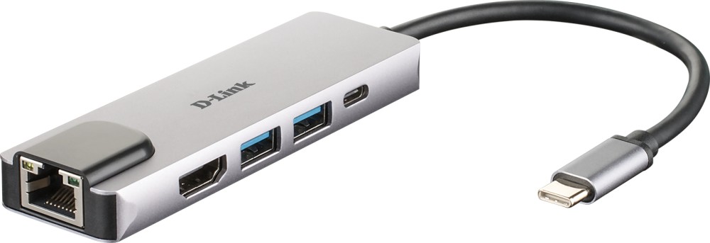 USB-C хъб D-Link DUB-M520 USB-C хъб D-Link DUB-M520 - 5 порта (1x Ethernet, 1x HDMI 1.4, 1x USB-C, 2x USB-A 3.0) -
