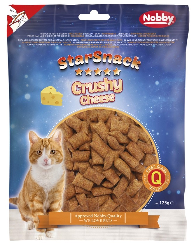 Лакомства за котки Nobby Crushy Cheese Лакомства за котки Nobby Crushy Cheese - 125 g, със сирене, от серията StarSnack - храна