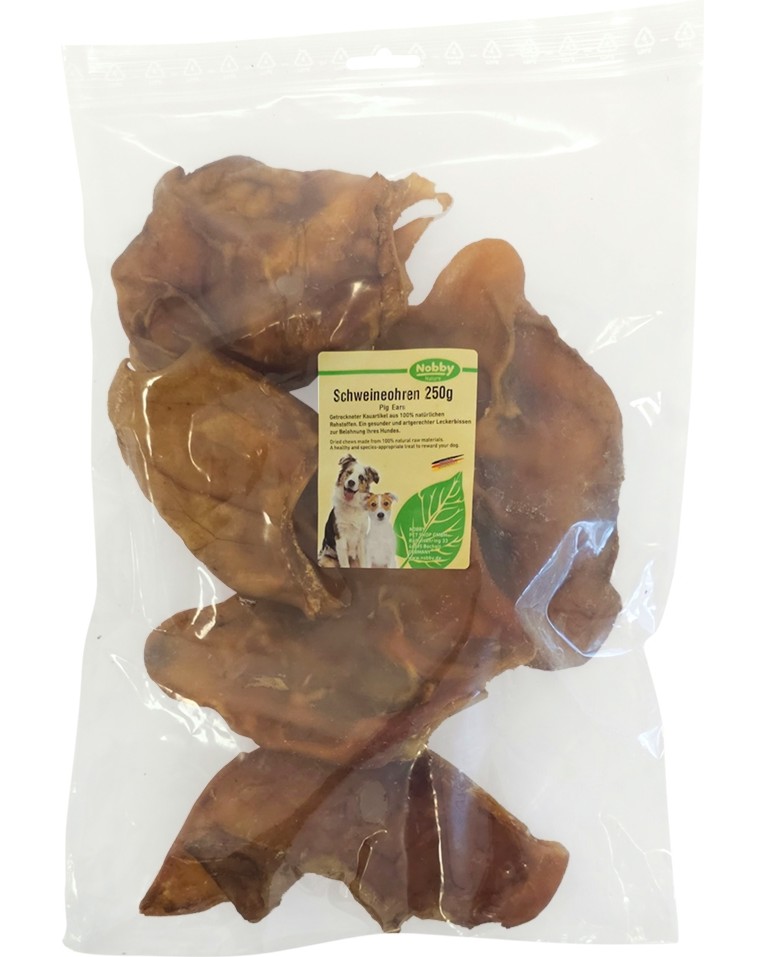 Натурални лакомства за кучета Nobby Натурални лакомства за кучета Nobby - 250 g, от свински уши, от серията Nature - храна