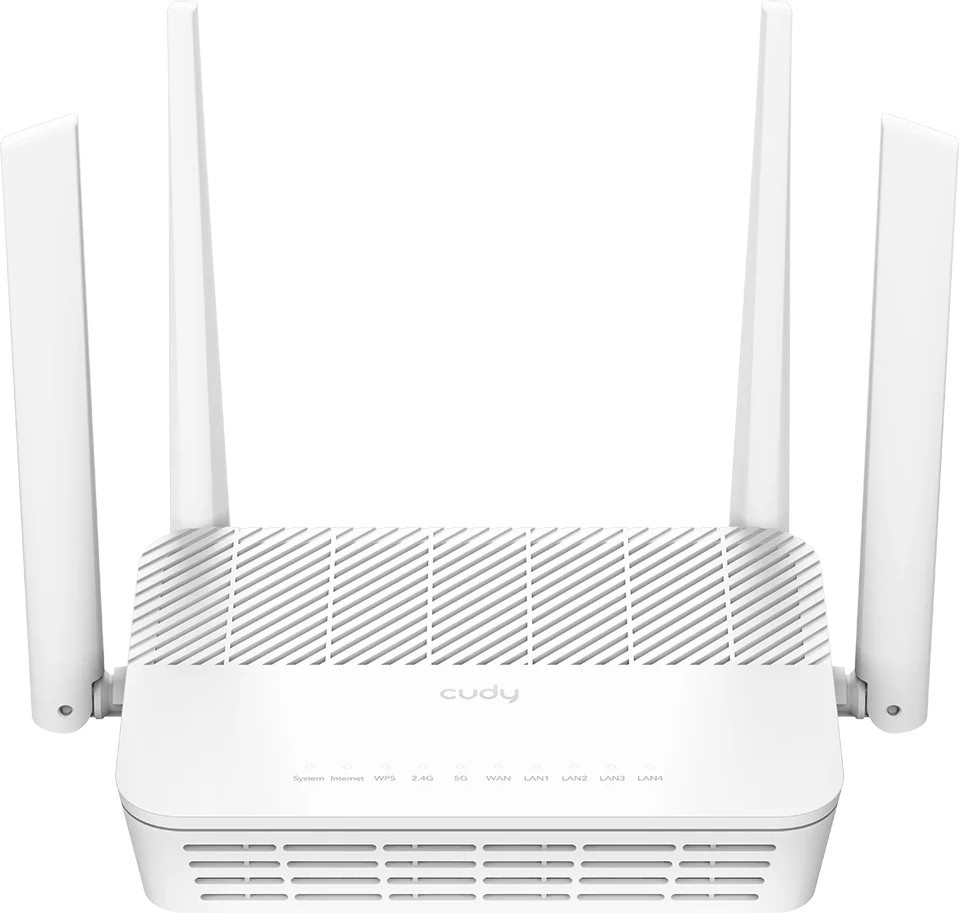 Безжичен рутер Cudy WR3000P Безжичен рутер Cudy WR3000P - 2.4 GHz (574 Mbps), 5 GHz (2402 Mbps), 4 антени -