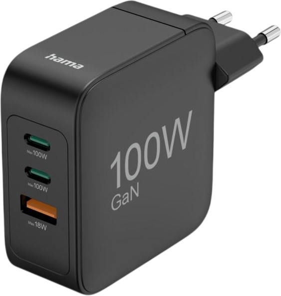 Зарядно устройство Hama GaN Зарядно устройство Hama GaN - 100 W, 2 x USB-C, USB-A -