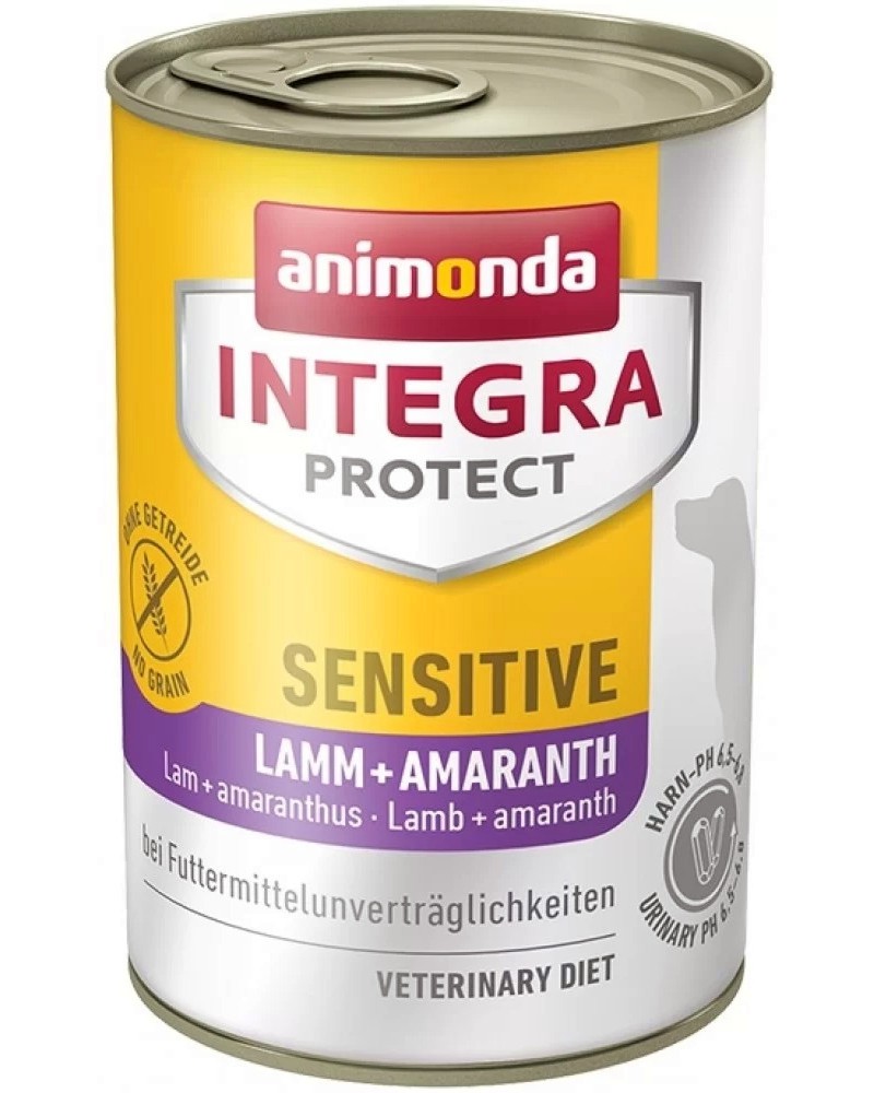 Консерва за кучета с чувствително храносмилане Integra Protect Sensitive Консерва за кучета с чувствително храносмилане Integra Protect Sensitive - 400 g, с агнешко и амарант - храна