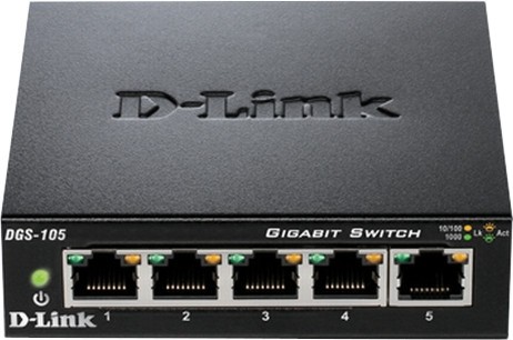 Суич D-Link DGS-105 Суич D-Link DGS-105 - 5 порта, 1000 Mbps -