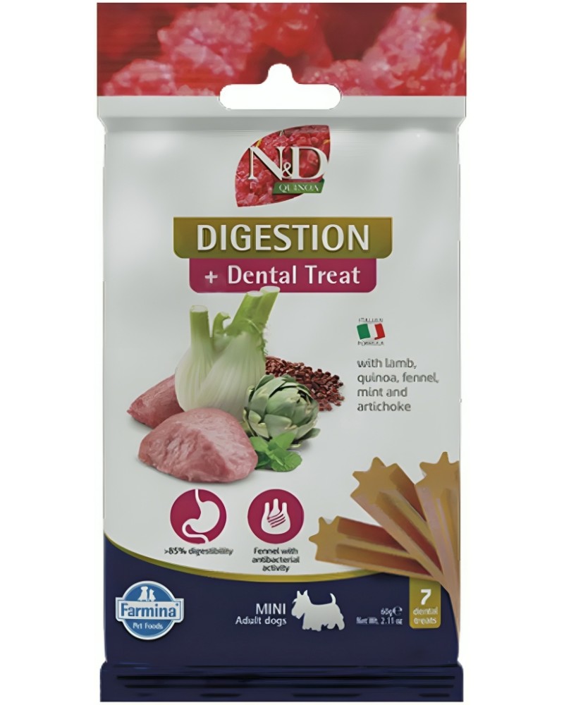        N&D Adult Mini Digestion Dental Treat - 60 g,  , , ,   ,   Quinoa,   ,  4  - 