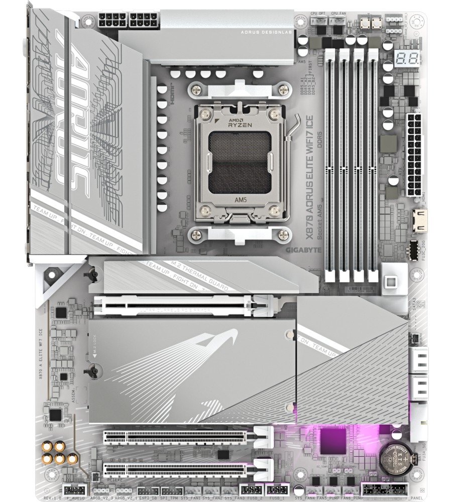 Дънна платка Gigabyte X870 Aorus Elite ICE WIFI7 Дънна платка Gigabyte X870 Aorus Elite ICE WIFI7 - AMD AM5, AMD X870, DDR5, ATX -