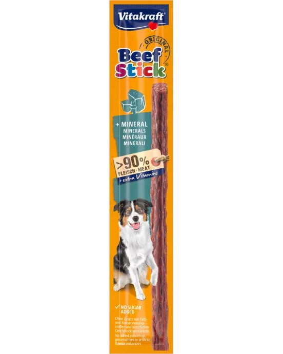 Лакомство за кучета Vitakraft Лакомство за кучета Vitakraft - 12 g, с минерали, от серията Beef Stick Original - храна