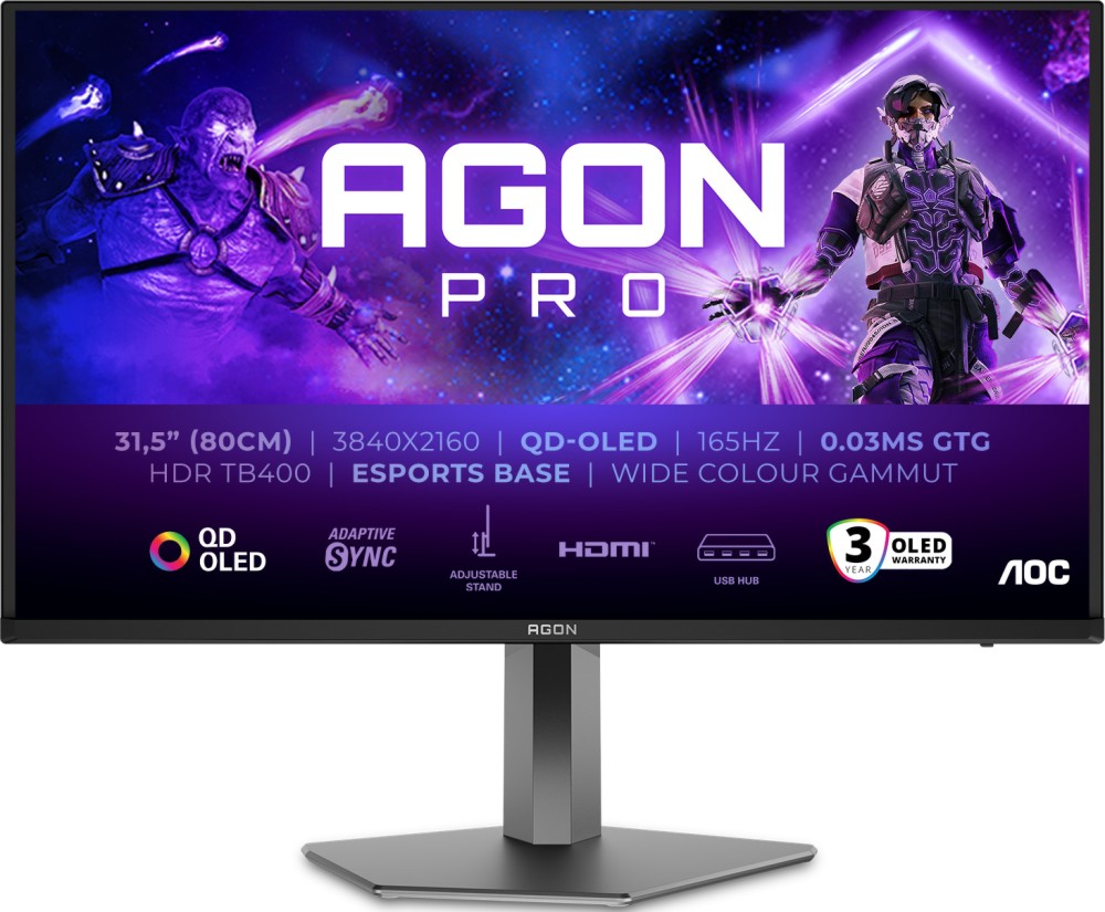 ������� AOC AG326UD - 31.5", QD-OLED, 165 Hz, 16:9, 3840 x 2160, 0.03 ms, 2 x HDMI, DisplayPort, Adaptive-Sync - 