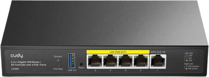 �������� ����� Cudy C200P - 4 x RJ45 10/100/1000, 1 x 1Gbps WAN - 