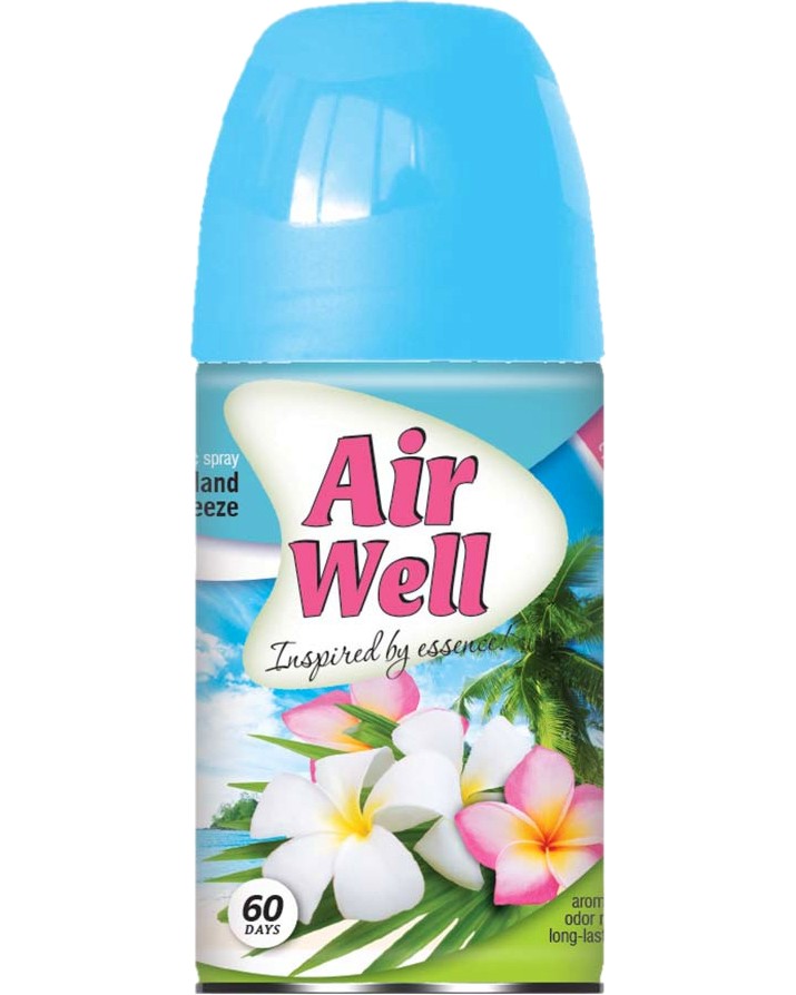 Пълнител за ароматизатор Air Well Island Breeze Пълнител за ароматизатор Air Well Island Breeze - 250 ml, с аромат на свеж морски бриз - продукт