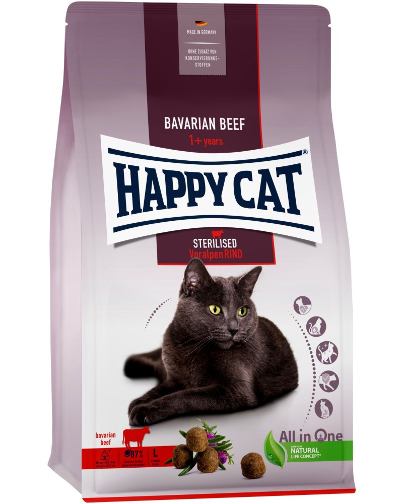      Happy Cat Sterilised Adult Bavarian Beef - 0.3 ÷ 10 kg,  ,    - 