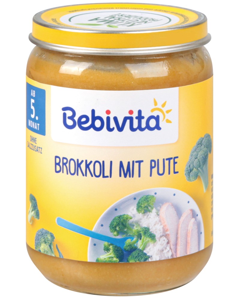 Пюре от броколи и пуешко месо Bebivita - 190 g, за 4+ месеца - продукт