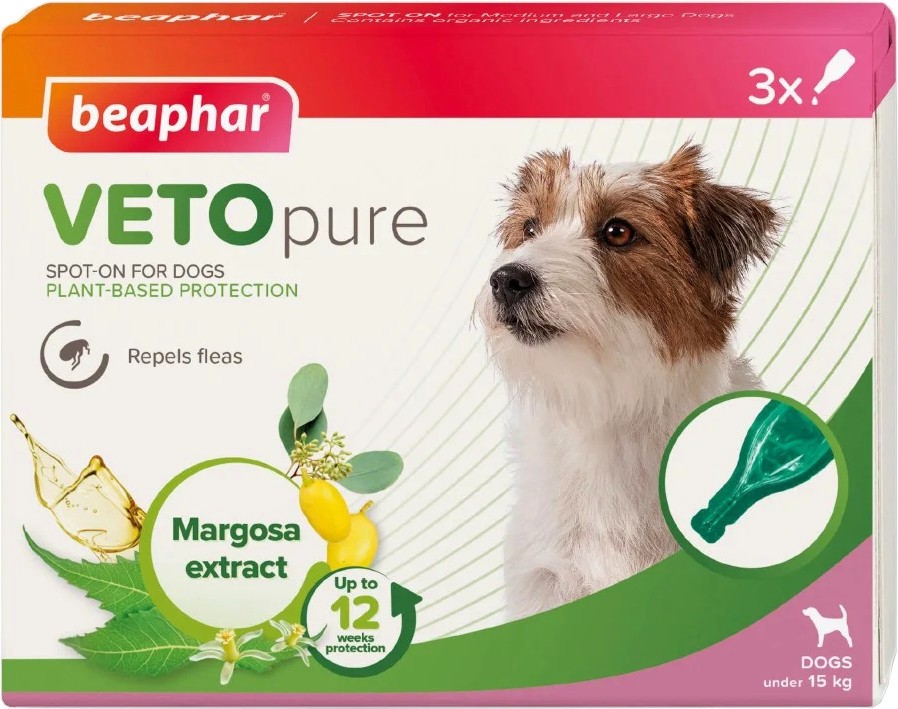 ���������� ����� �� ������ Beaphar Veto Pure Bio Spot On - 3 ������, �� ��� 12 �������, ��� 15 kg - �������