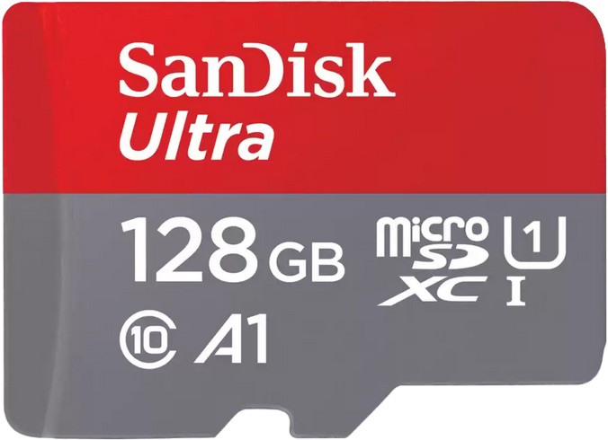 Micro SDXC карта памет 128 GB SanDisk - Class 10, U1, A1 със SD адаптер от серията Ultra - 