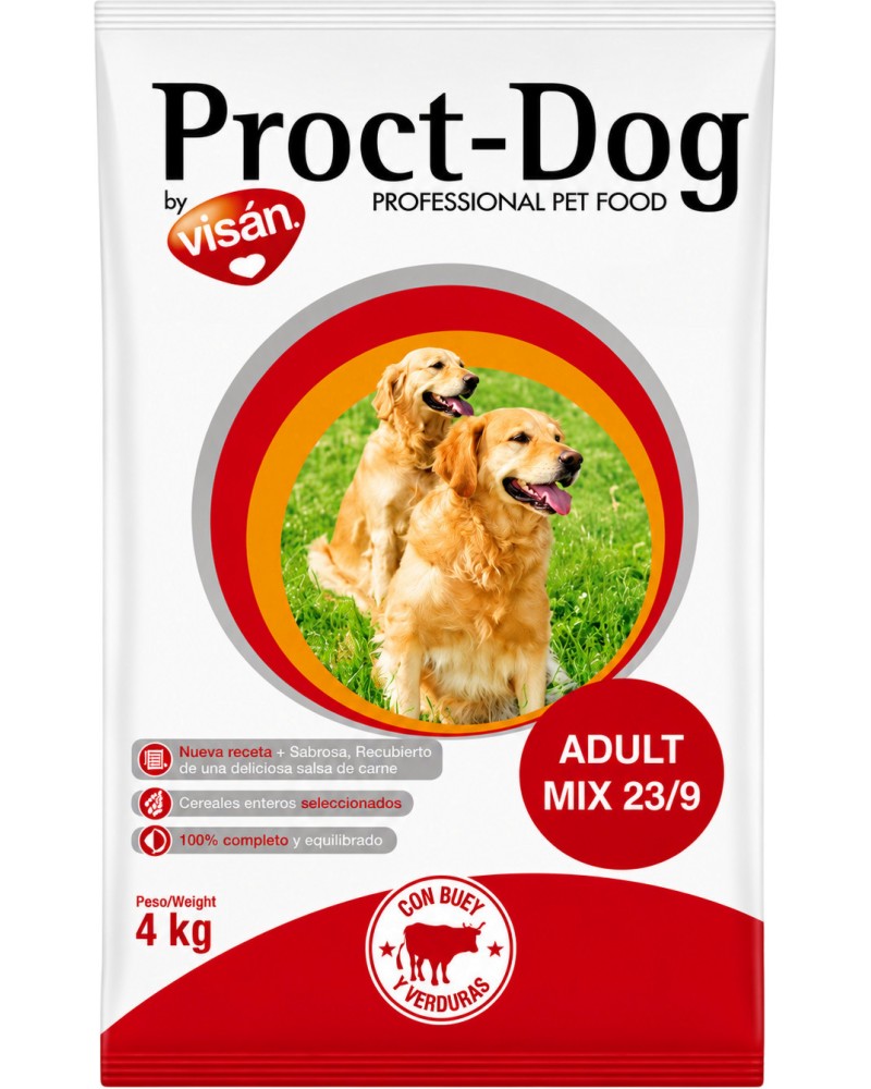 Суха храна за кучета Proct-Dog Adult Mix Суха храна за кучета Proct-Dog Adult Mix - 4 и 20 kg, с говеждо и зеленчуци, за всички породи, в зряла възраст - храна